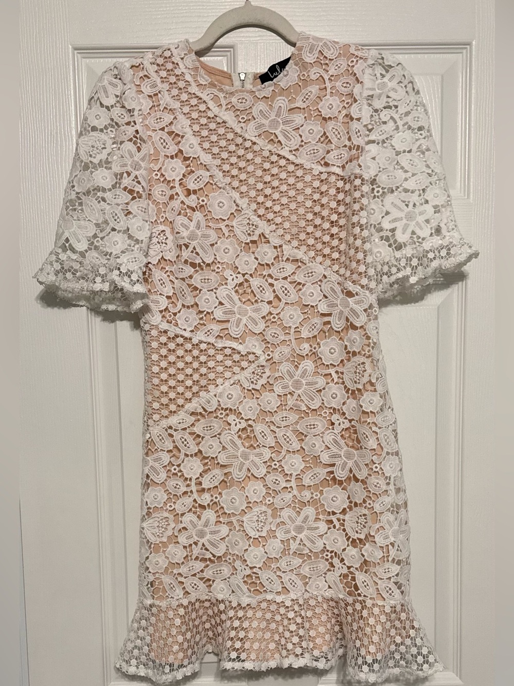 Lulus White Floral Lace with Nude Lining